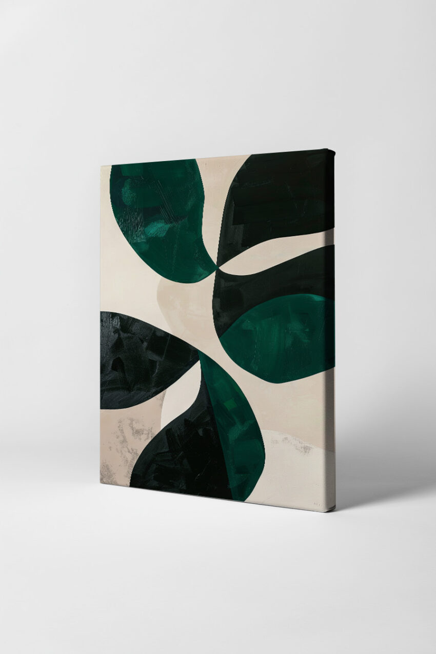 Grafikdesign Poster Blätter abstrakt dunkelgrün schwarz minimalistisch