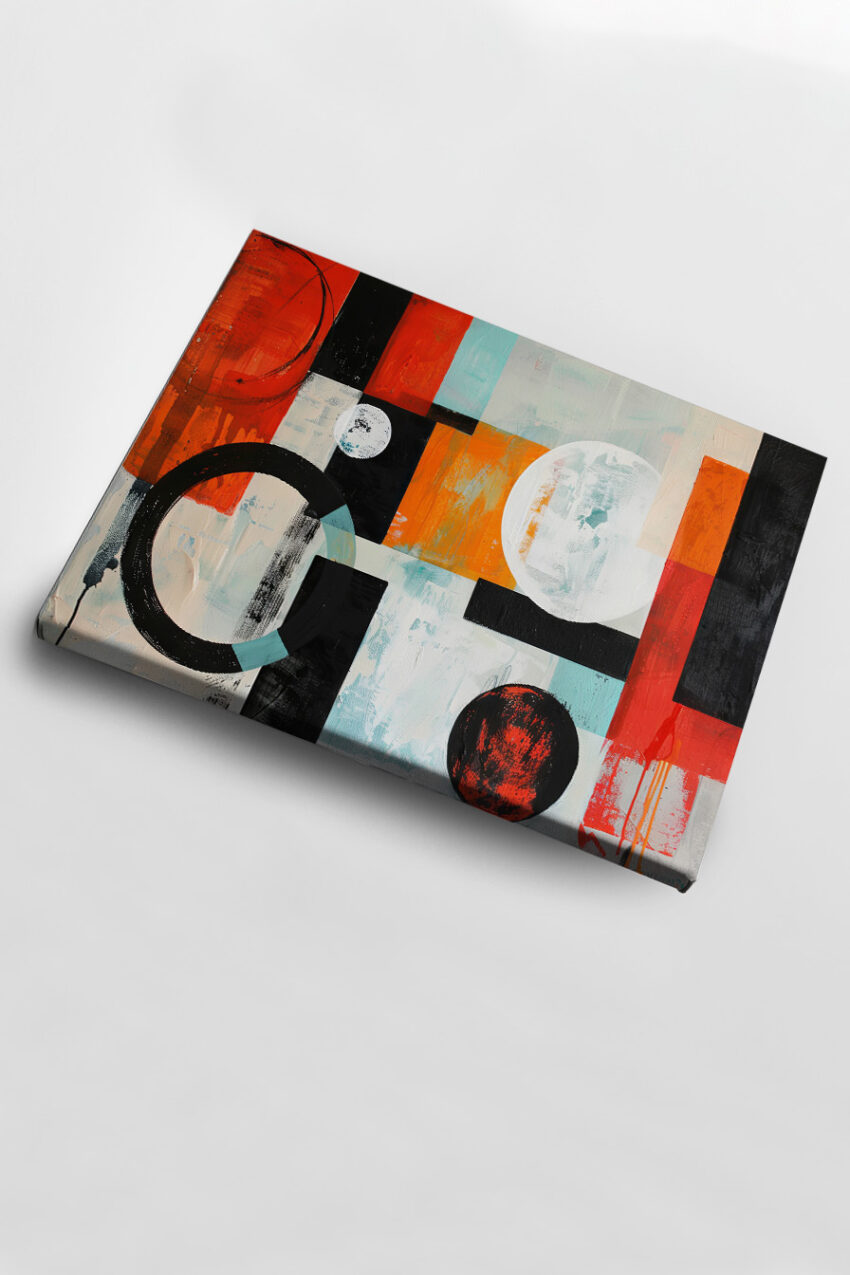 Malerei Poster abstrakte Komposition orange schwarz weiß