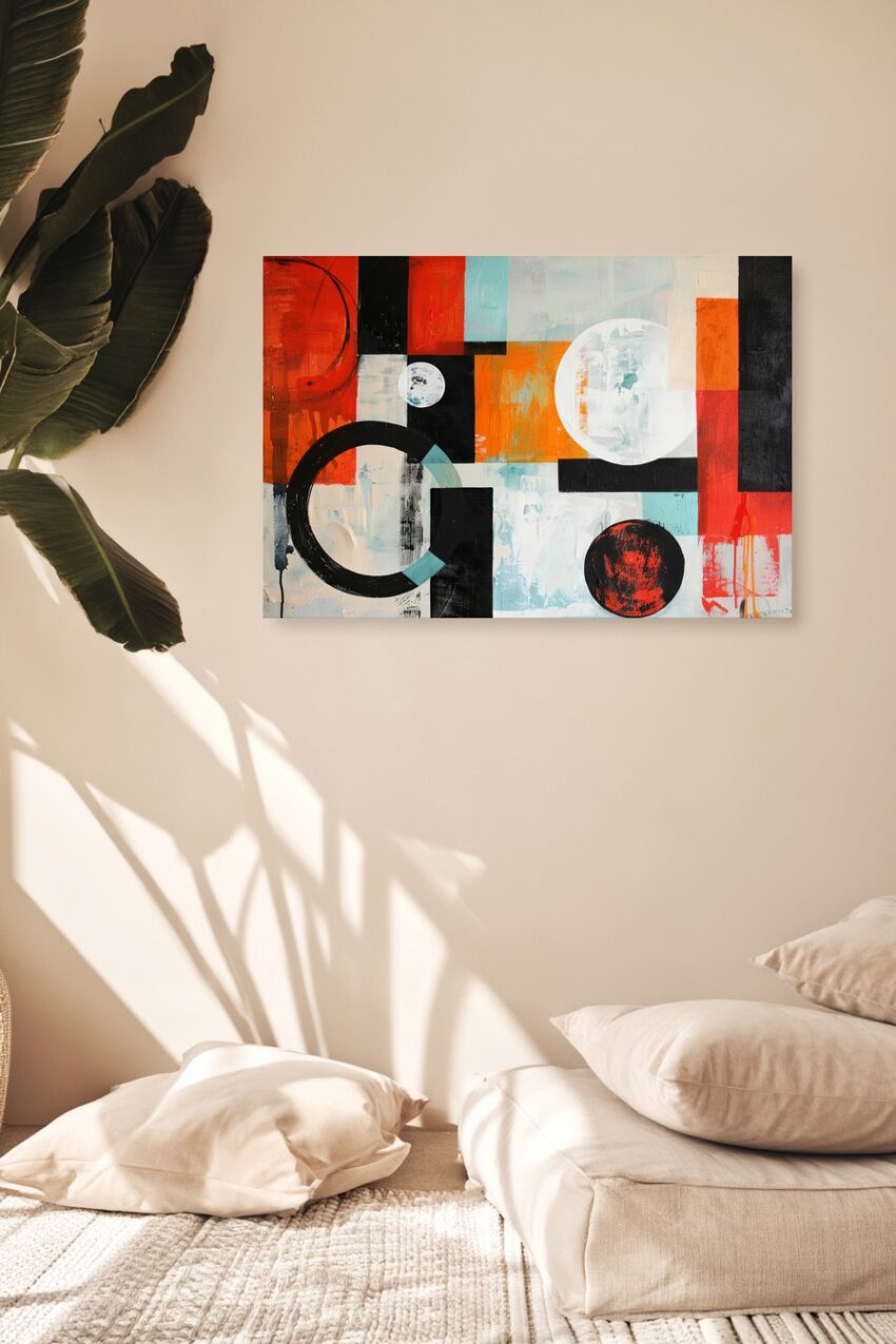 Malerei Poster abstrakte Komposition orange schwarz weiß