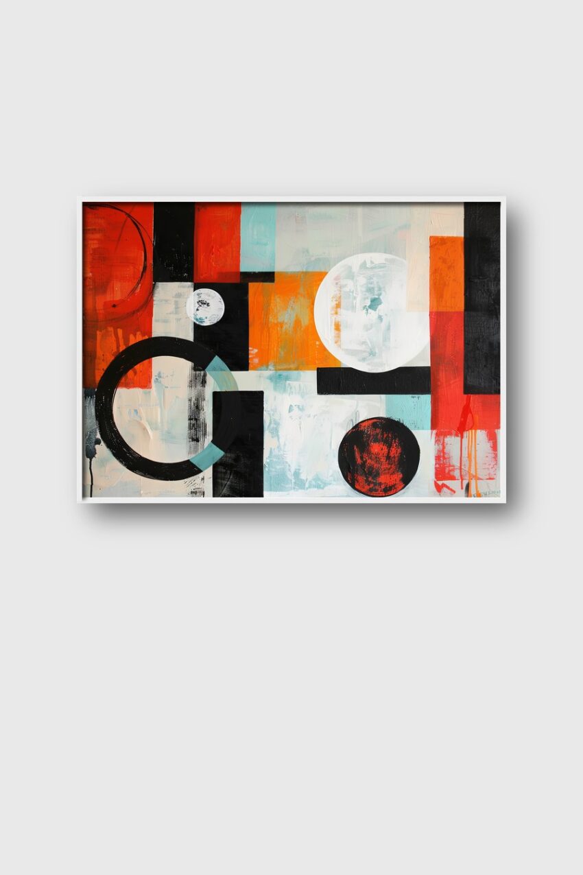 Malerei Poster abstrakte Komposition orange schwarz weiß