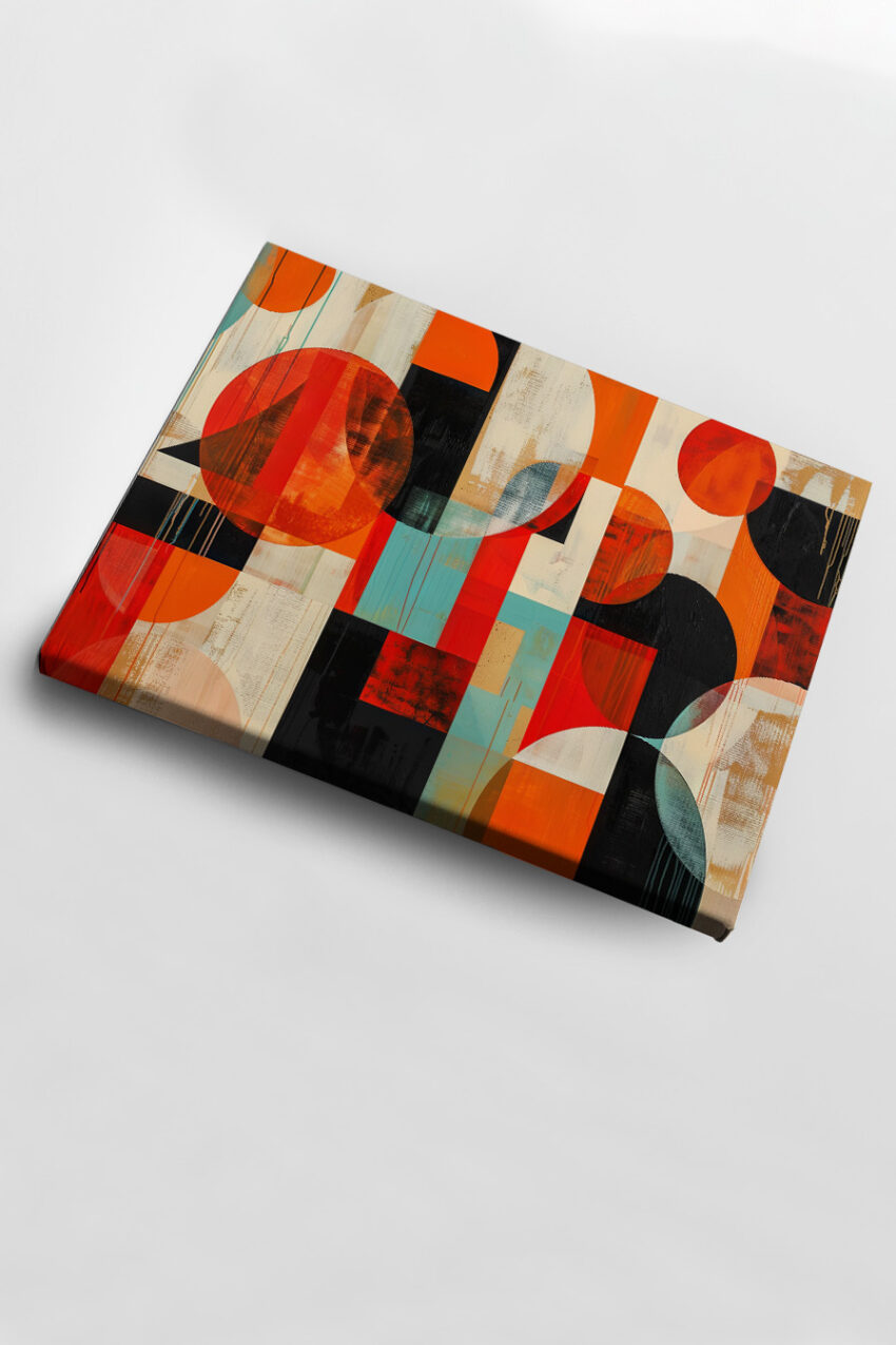 Abstrakt Poster Kreise Rot Schwarz Blau Geometrisch