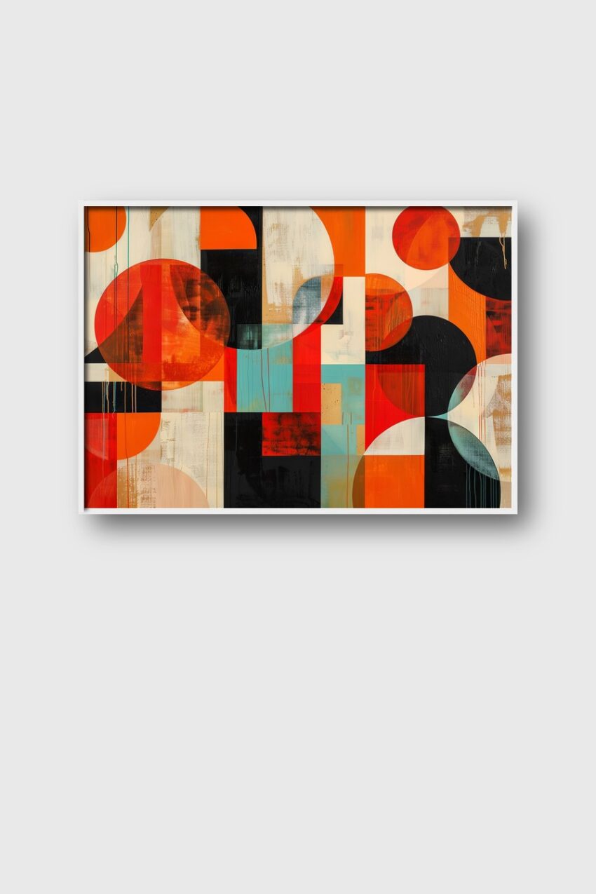 Abstrakt Poster Kreise Rot Schwarz Blau Geometrisch