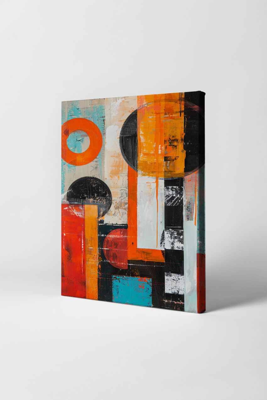 Abstrakt Poster Kreis Rechteck orange schwarz weiß