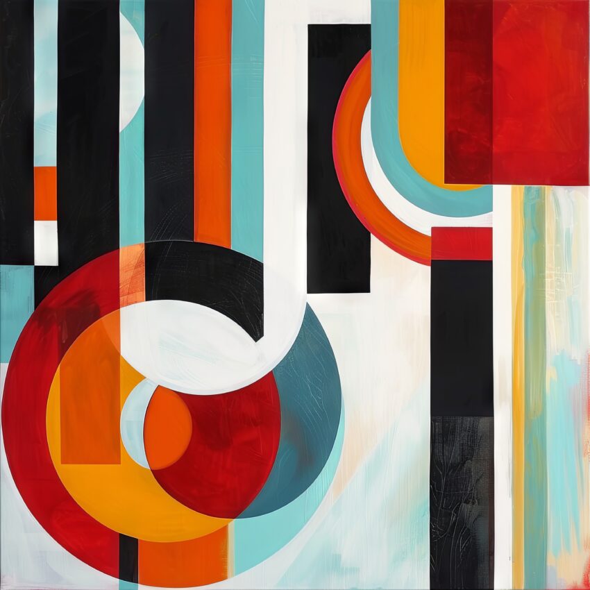 Abstrakt Poster Raumklang farbig geometrisch orange rot türkis