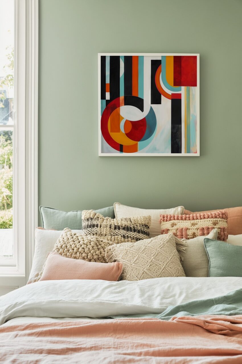 Abstrakt Poster Raumklang farbig geometrisch orange rot türkis