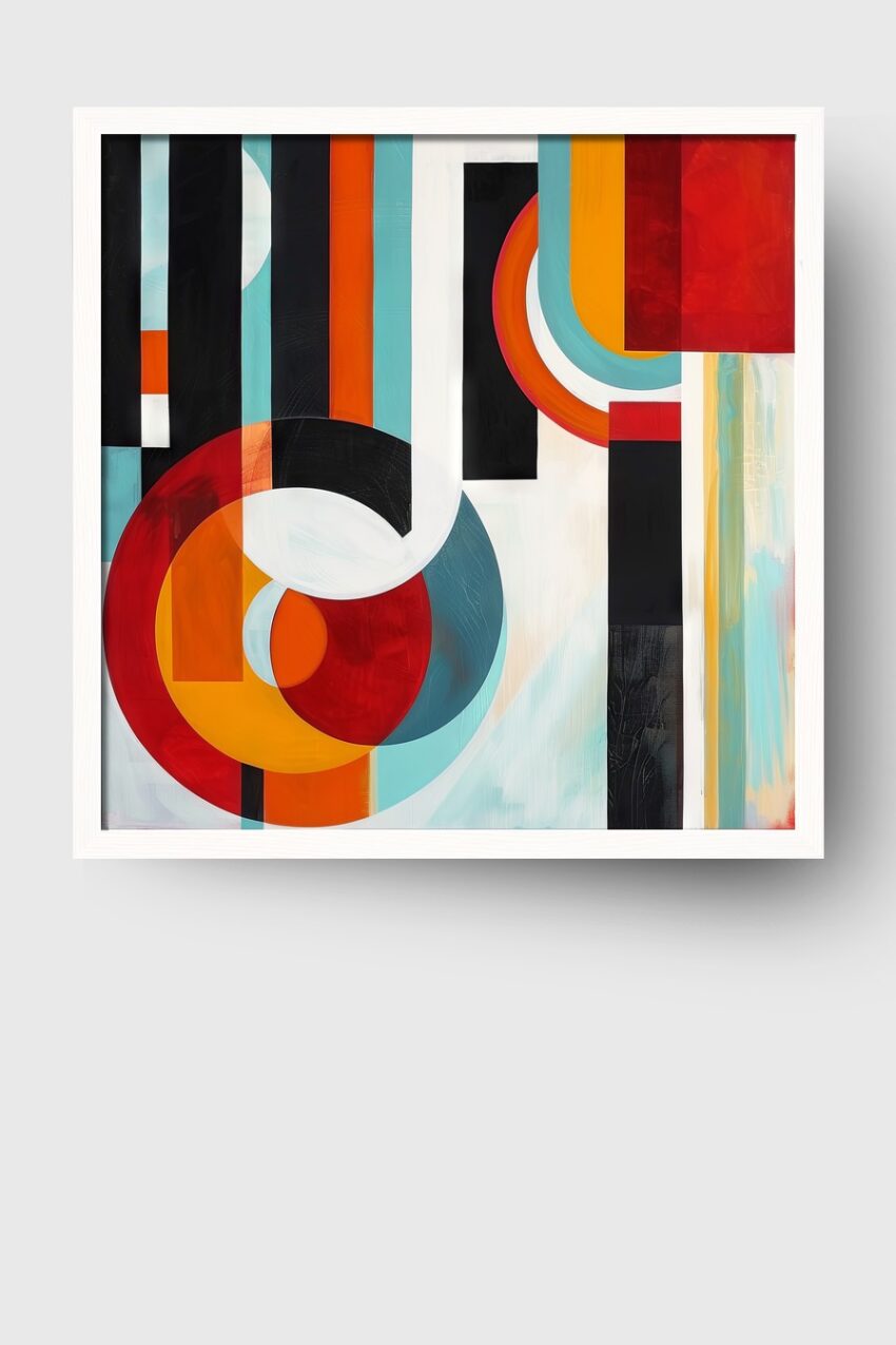 Abstrakt Poster Raumklang farbig geometrisch orange rot türkis