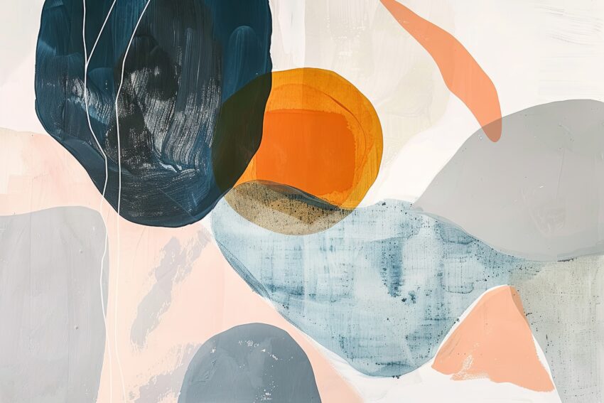 Grafik Poster Abstrakte Formen bunt orange blaugrau