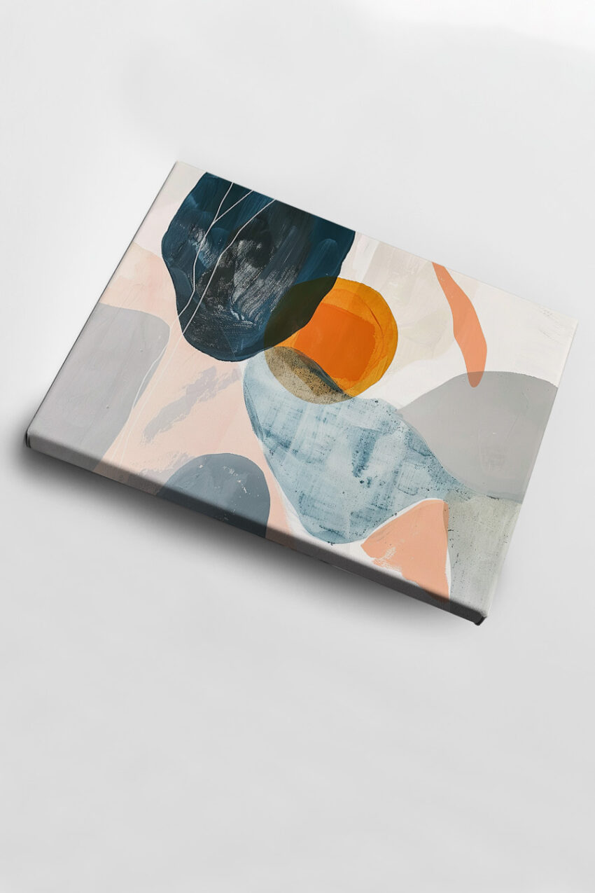 Grafik Poster Abstrakte Formen bunt orange blaugrau