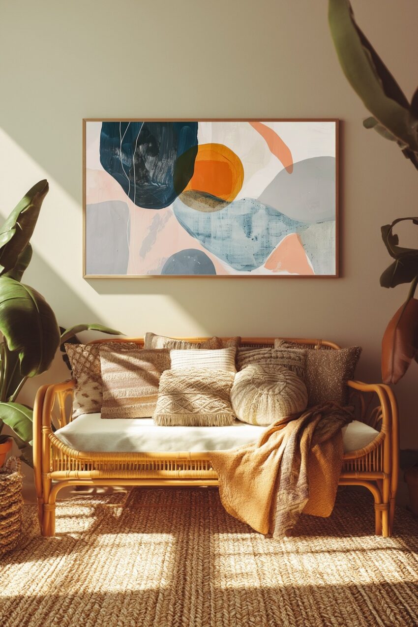 Grafik Poster Abstrakte Formen bunt orange blaugrau