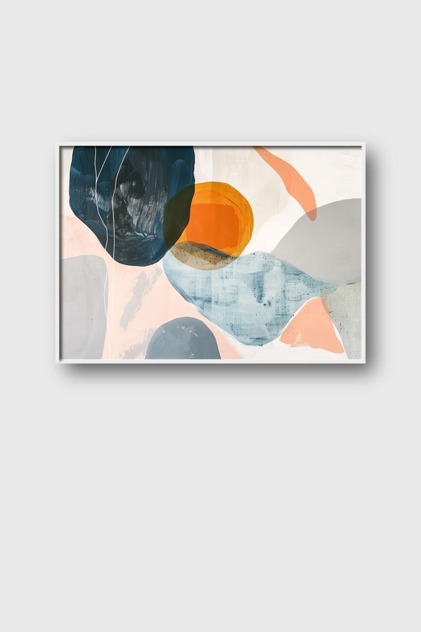 Grafik Poster Abstrakte Formen bunt orange blaugrau