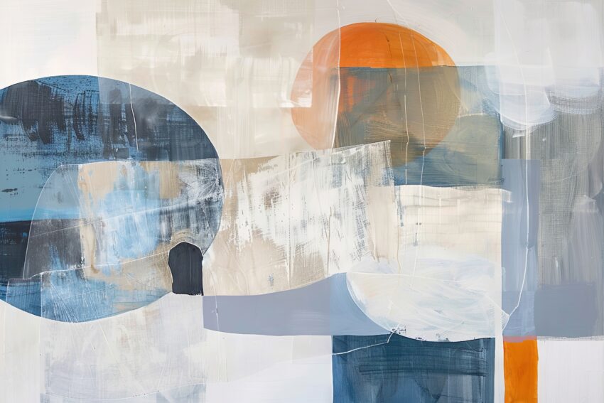 Abstrakt Poster Abstrakte Formen blau beige orange