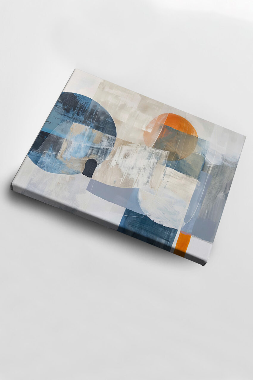 Abstrakt Poster Abstrakte Formen blau beige orange