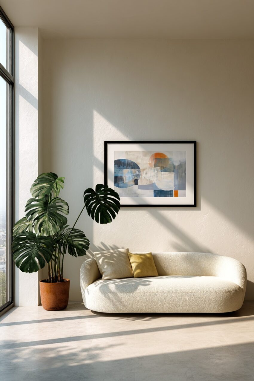 Abstrakt Poster Abstrakte Formen blau beige orange