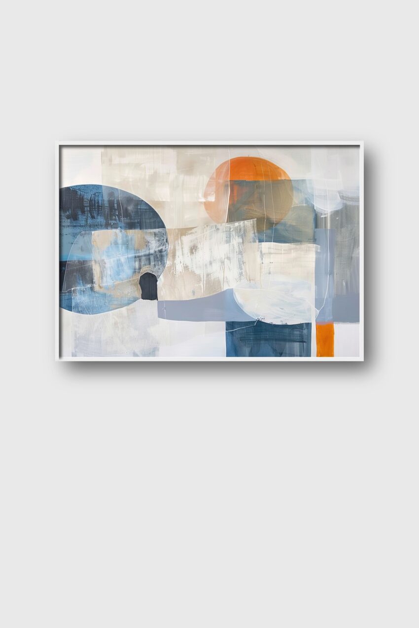 Abstrakt Poster Abstrakte Formen blau beige orange