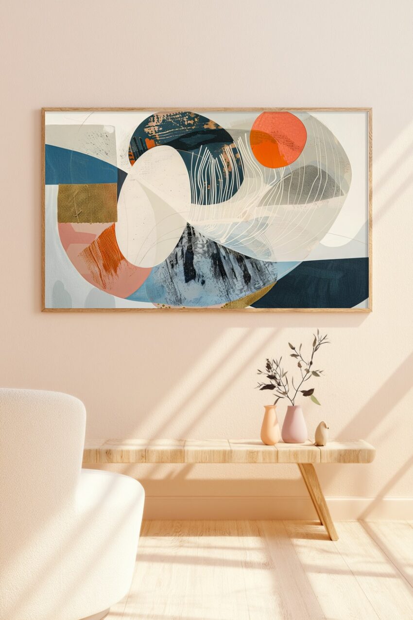 Grafikdesign Poster abstraktion farbig rot blau beige