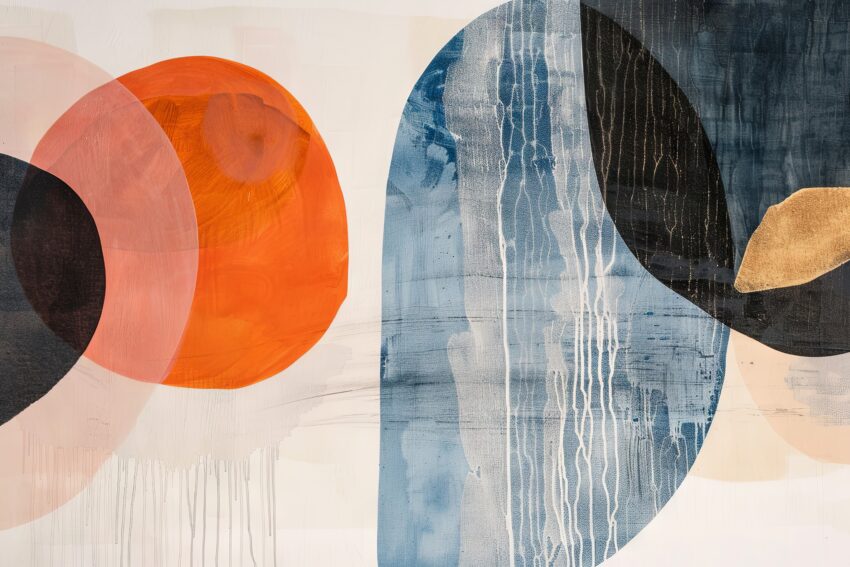 Grafik Poster abstrakte Kreise transparent orange blau schwarz