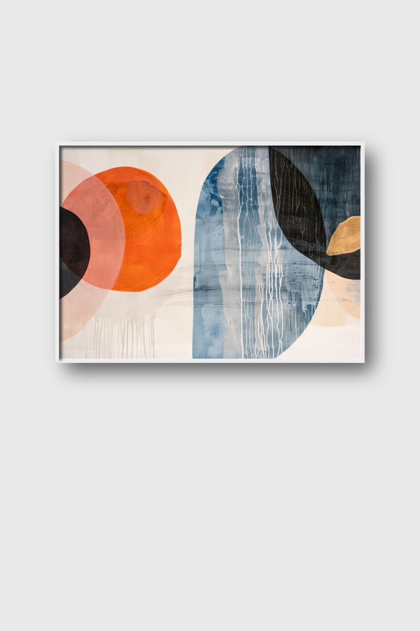 Grafik Poster abstrakte Kreise transparent orange blau schwarz