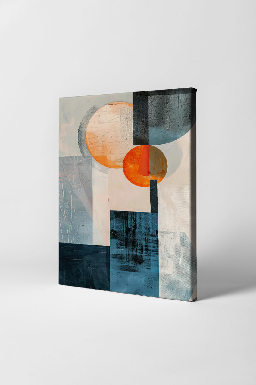 Grafik Poster Kreise Rechtecke abstrakt orange blau