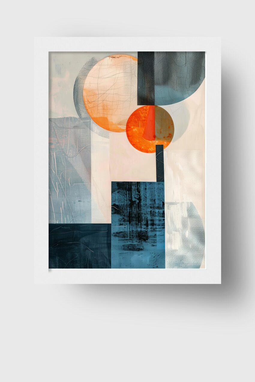 Grafik Poster Kreise Rechtecke abstrakt orange blau