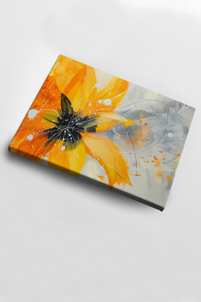 Moderne Poster Blume Farbspritzer Gelb Orange