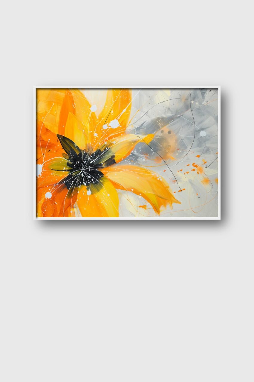 Moderne Poster Blume Farbspritzer Gelb Orange