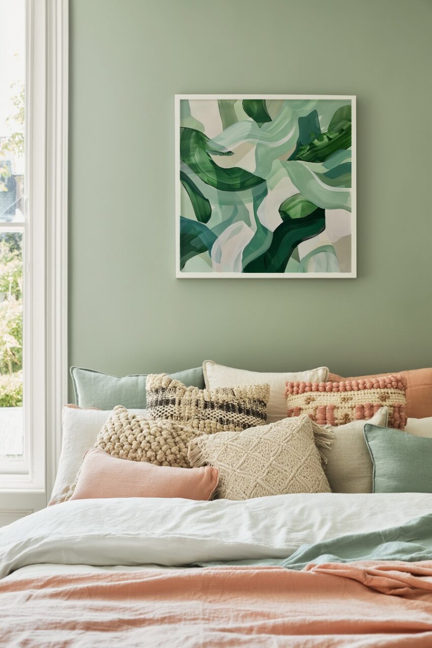 Abstrakt Poster Grüne Formen dynamisch modern