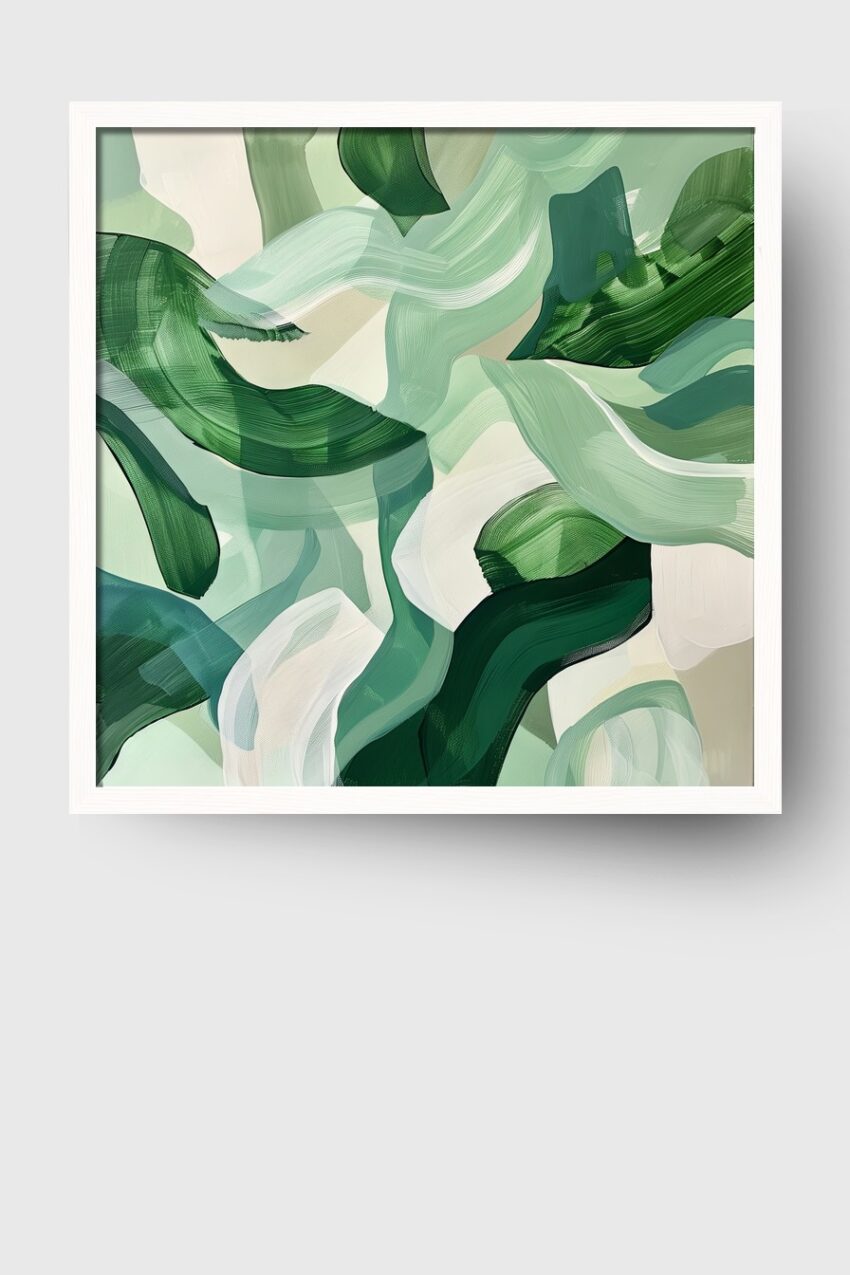 Abstrakt Poster Grüne Formen dynamisch modern