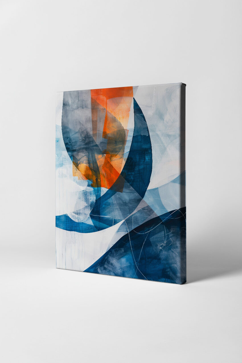 Abstrakt Poster Bögen blau orange transparent