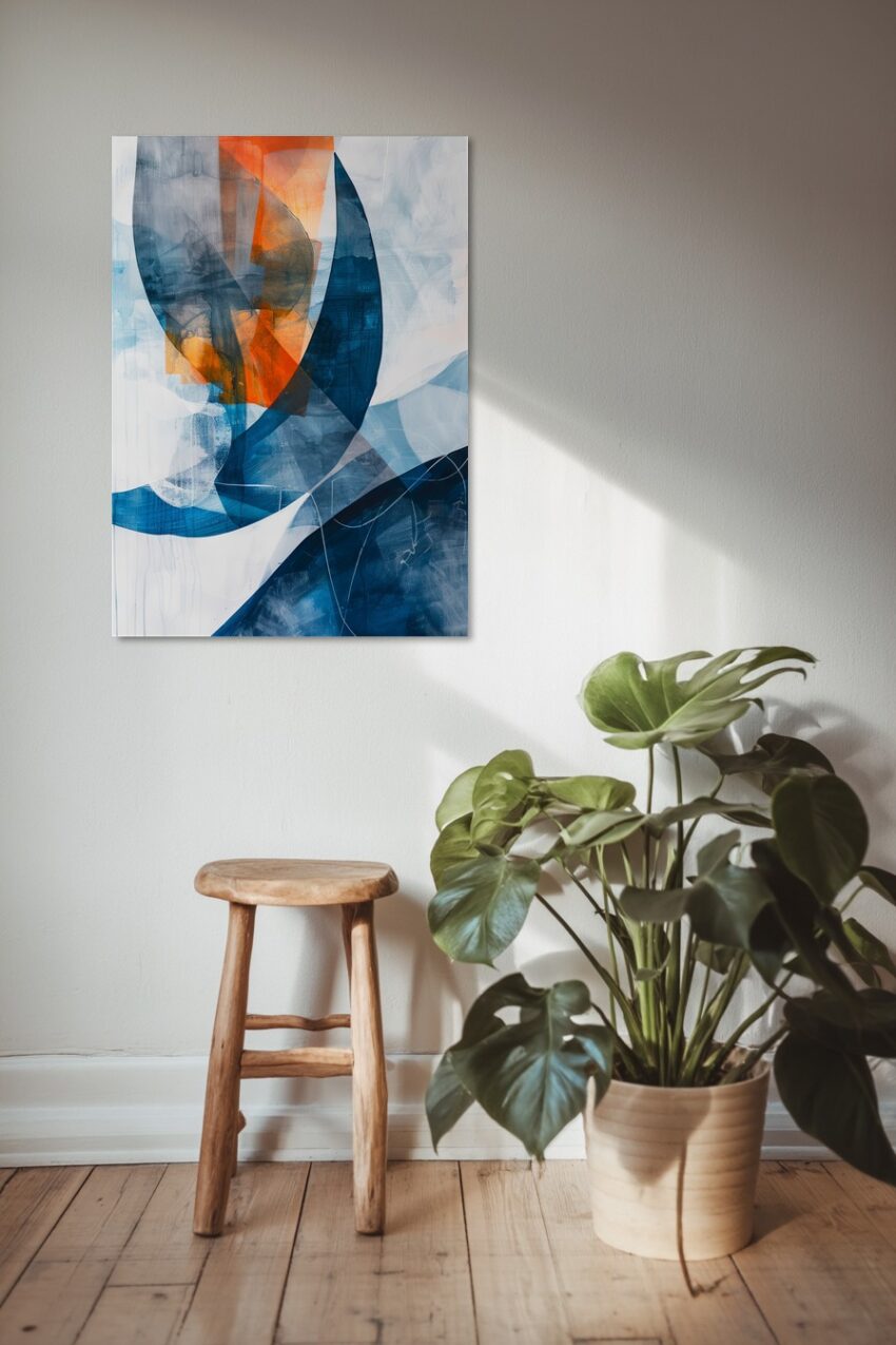 Abstrakt Poster Bögen blau orange transparent