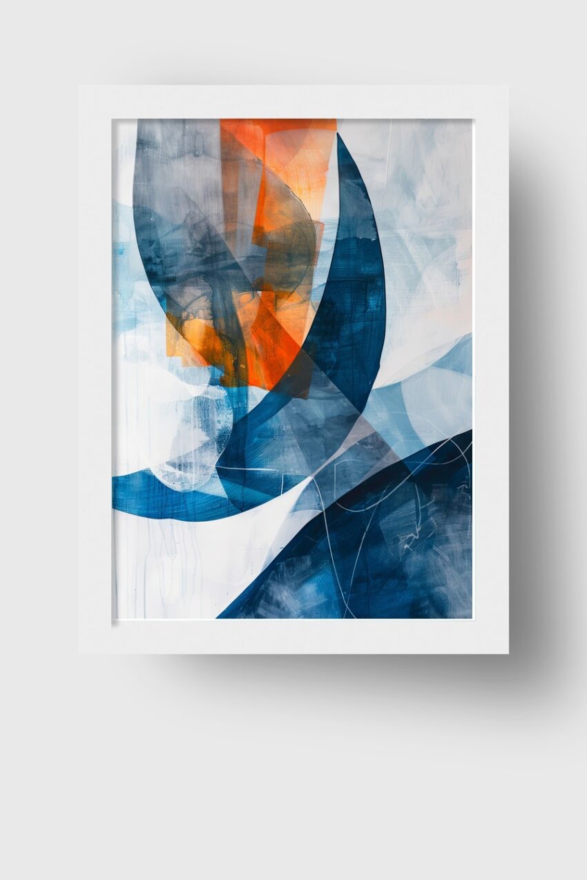 Abstrakt Poster Bögen blau orange transparent