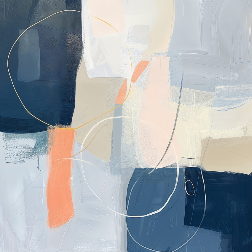 Digitale Kunst Poster Komposition abstrakt Blau Beige zart