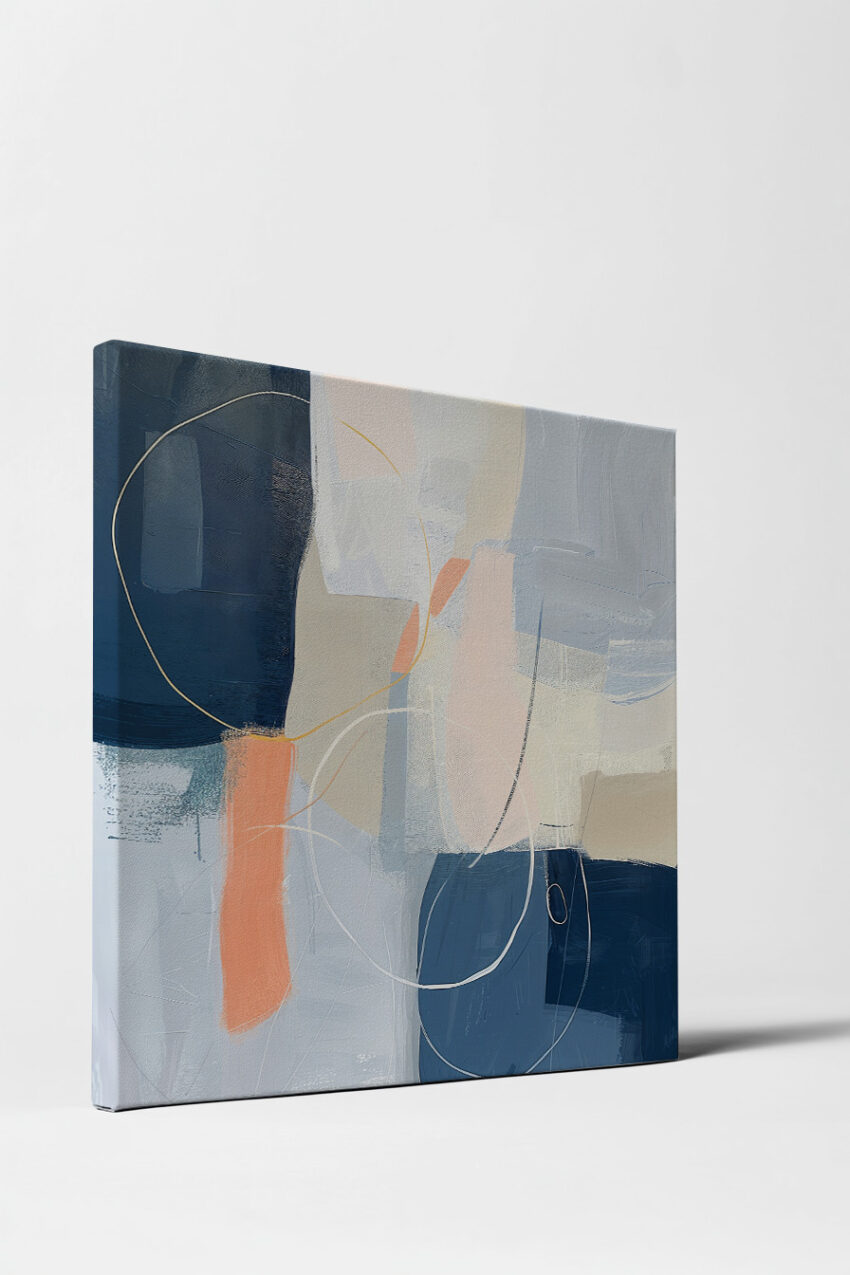 Digitale Kunst Poster Komposition abstrakt Blau Beige zart