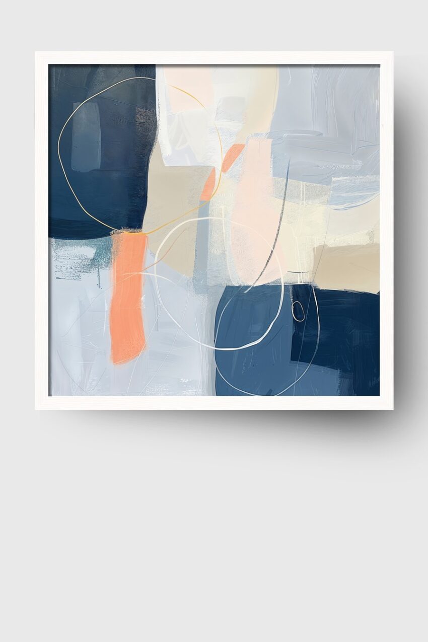 Digitale Kunst Poster Komposition abstrakt Blau Beige zart