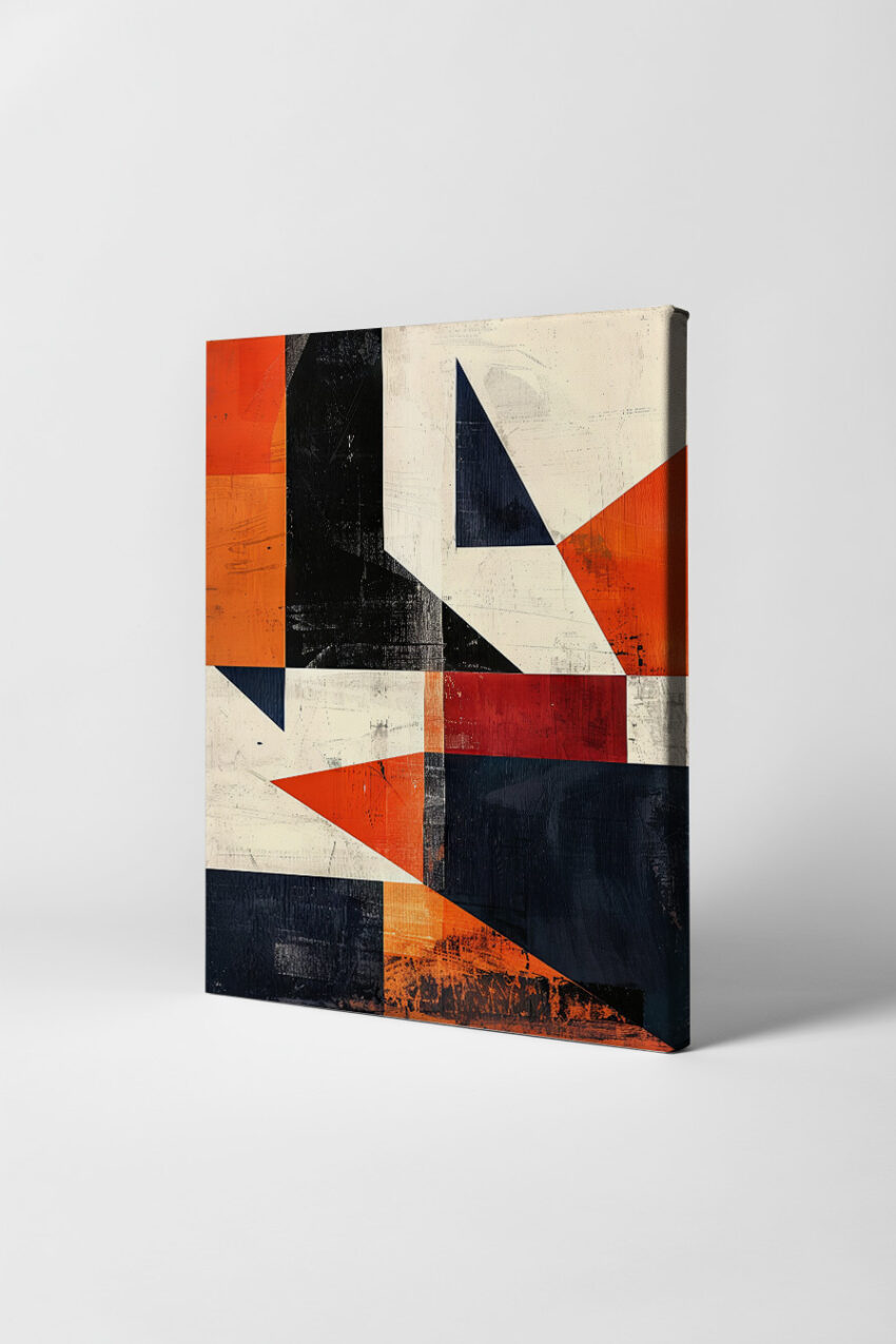 Abstrakt Poster geometrische Flächen orange rot schwarz