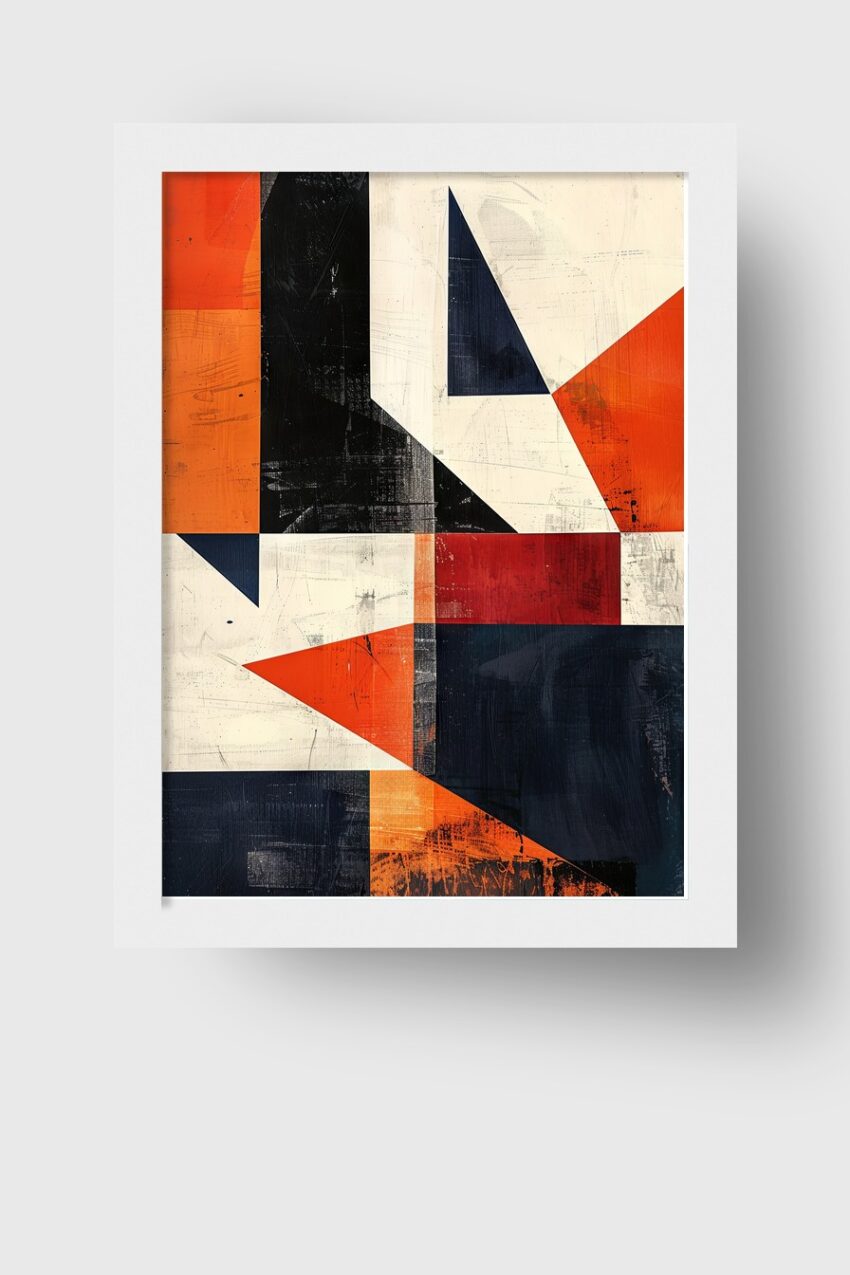 Abstrakt Poster geometrische Flächen orange rot schwarz
