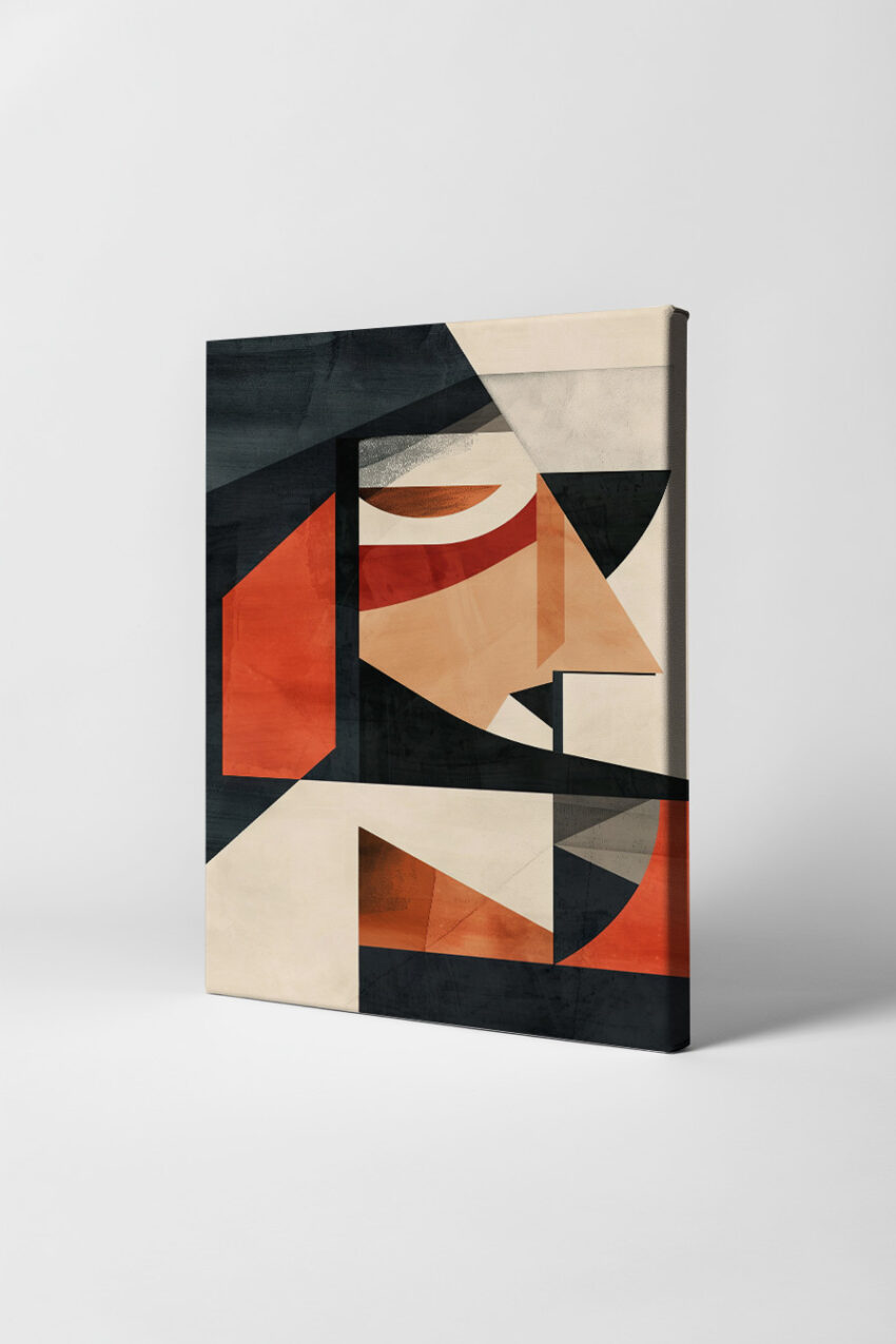 Grafik Poster Kopf abstrakt kubistisch rot schwarz