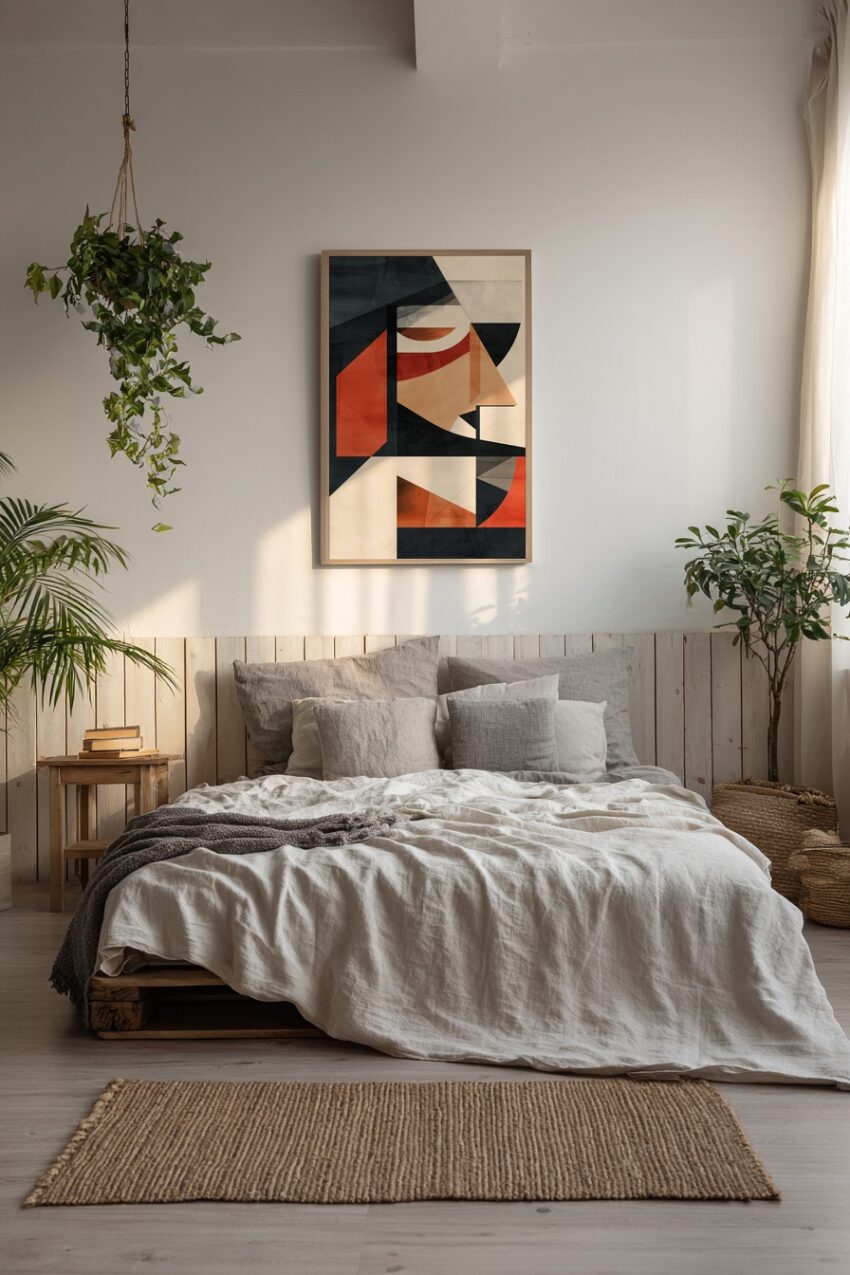 Grafik Poster Kopf abstrakt kubistisch rot schwarz