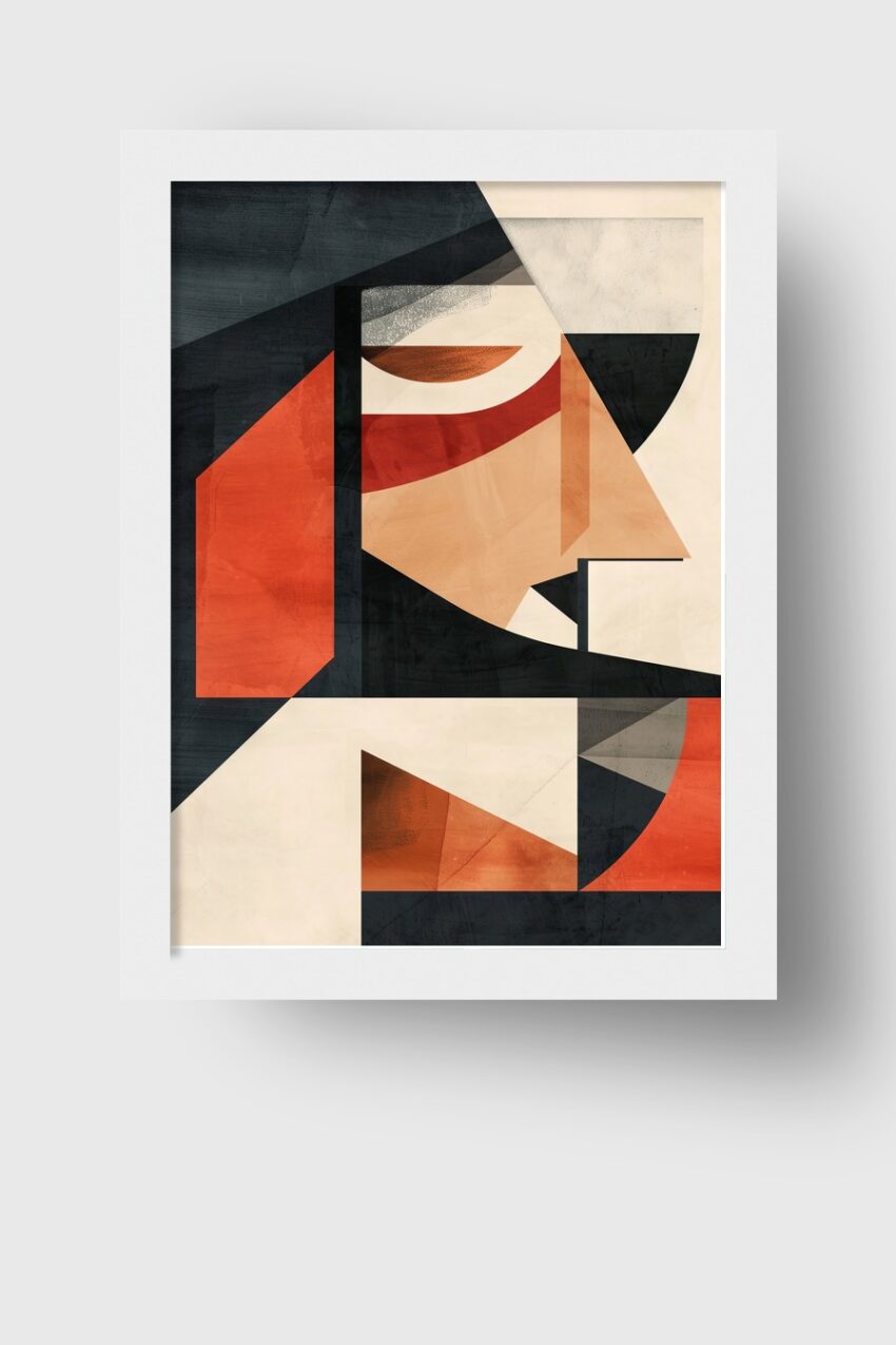 Grafik Poster Kopf abstrakt kubistisch rot schwarz