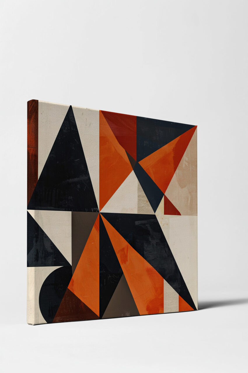 Digitale Kunst Poster Dreiecke orange schwarz geometrisch