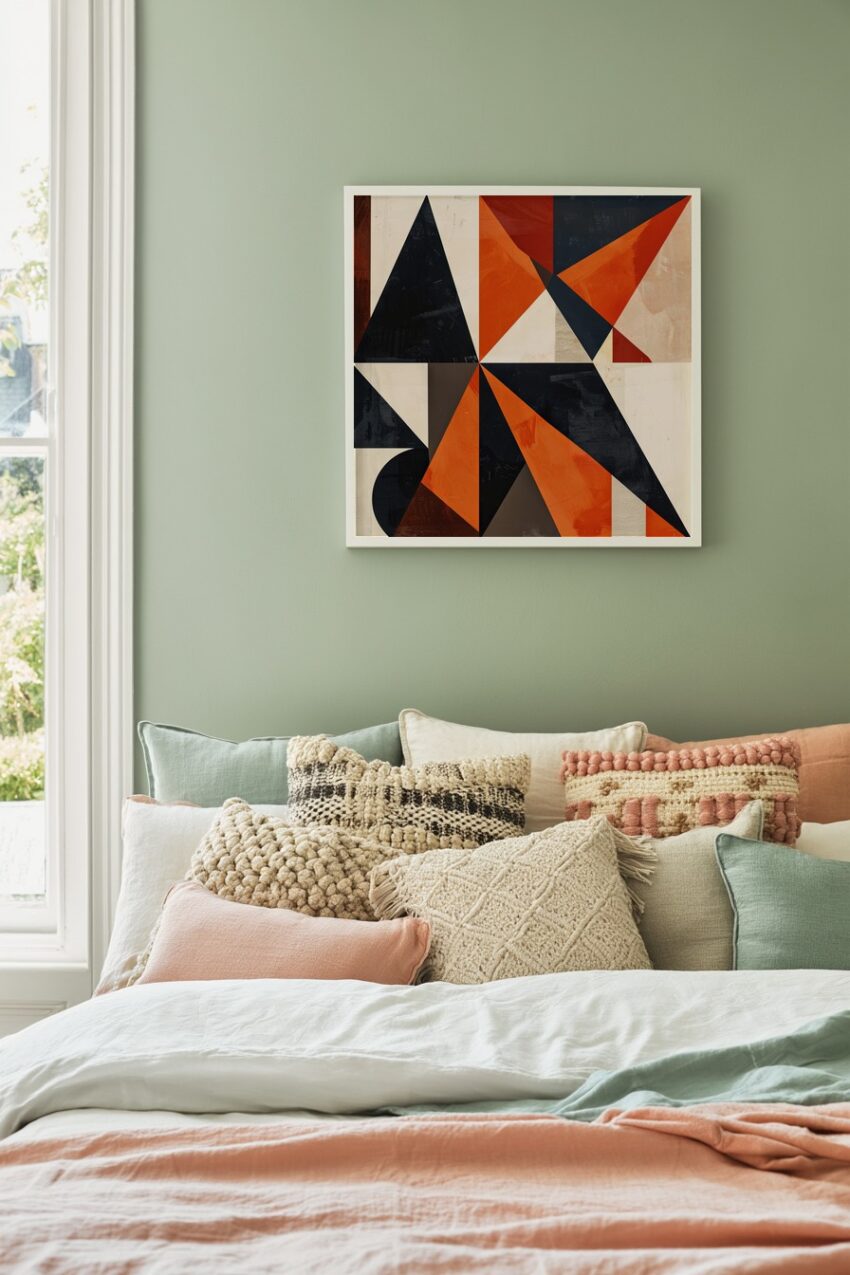 Digitale Kunst Poster Dreiecke orange schwarz geometrisch