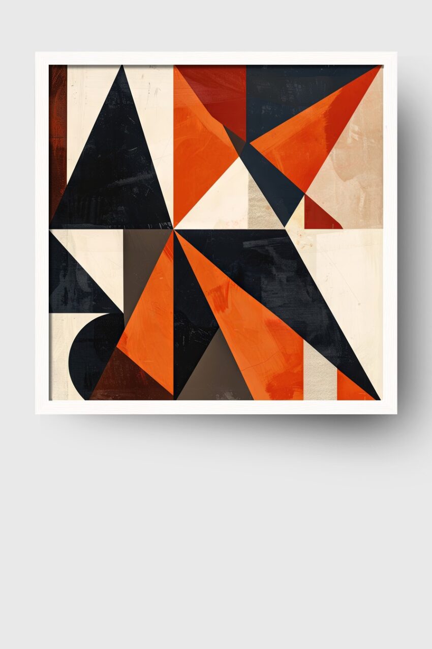 Digitale Kunst Poster Dreiecke orange schwarz geometrisch
