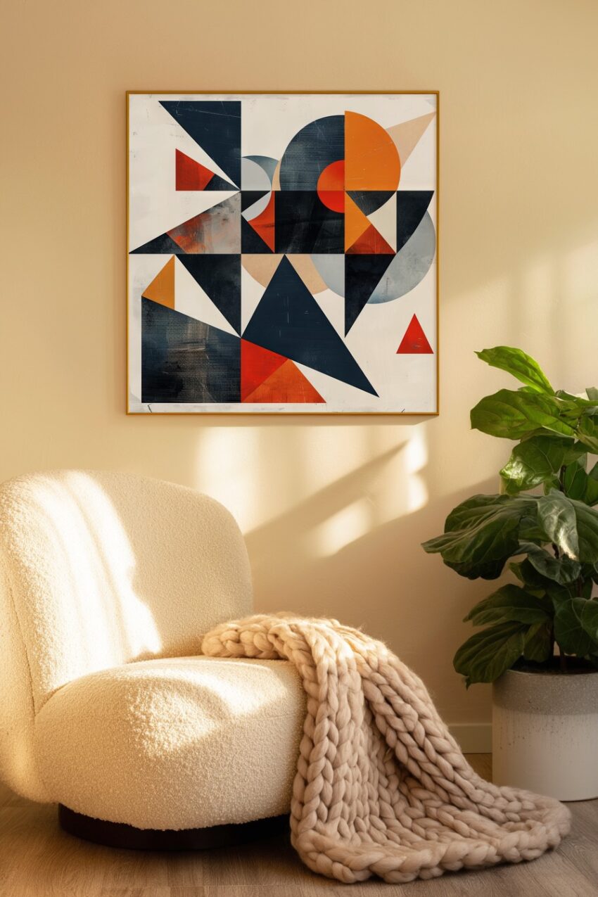 Grafik Poster Geometrische Formen rot schwarz abstrakt