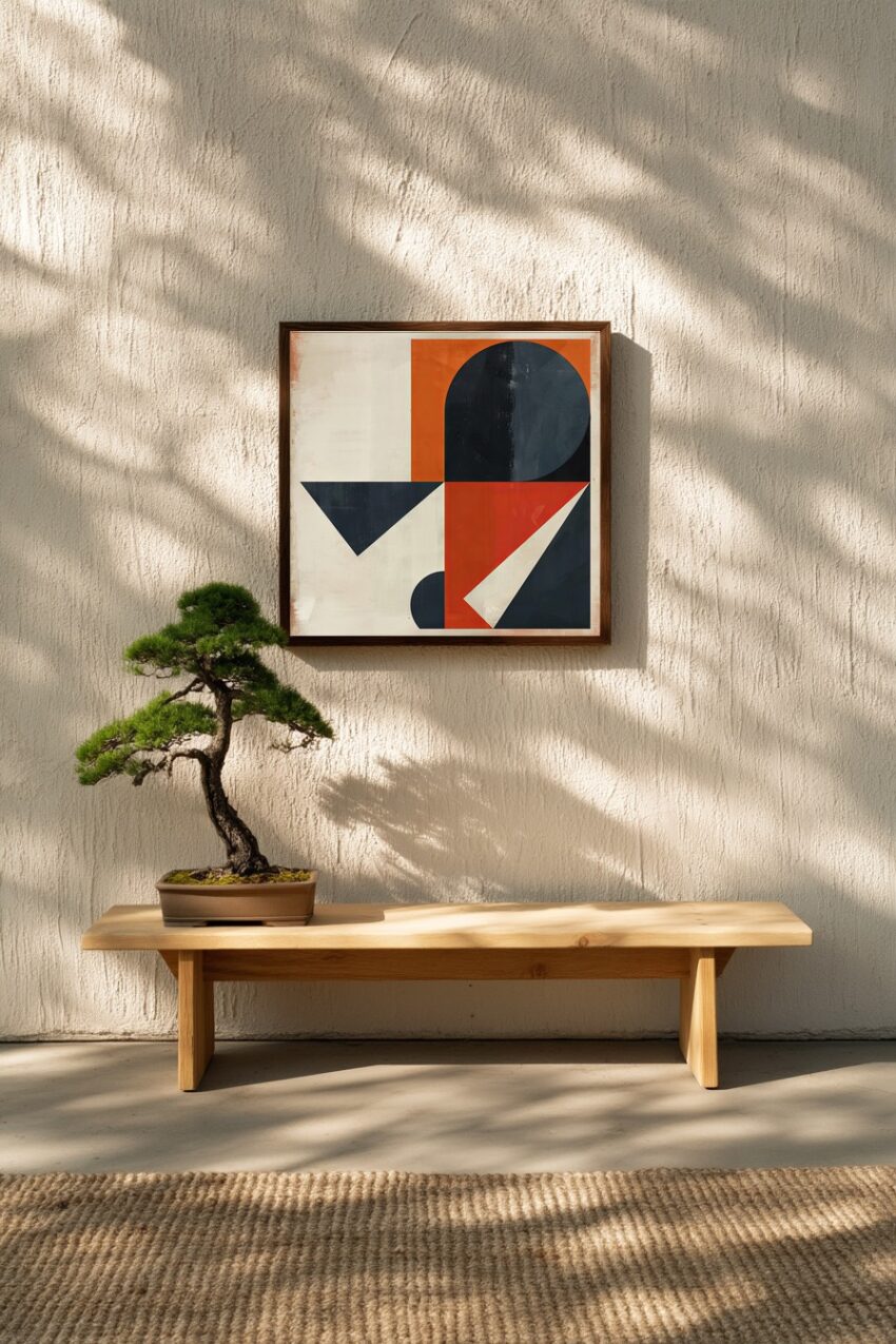 Abstrakt Poster Dreieck orange Rot minimalistisch