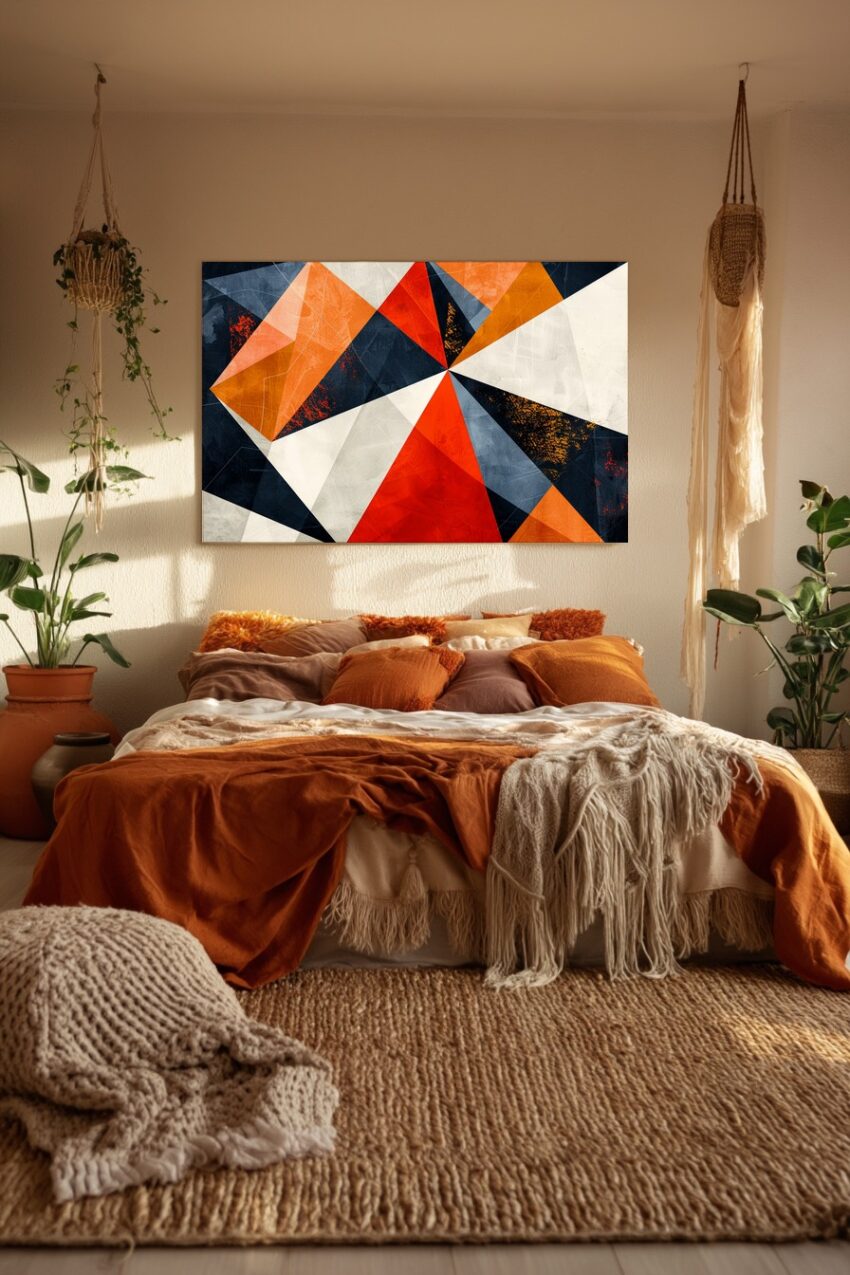 Grafikdesign Poster Geometrie orange blau weiß kantig