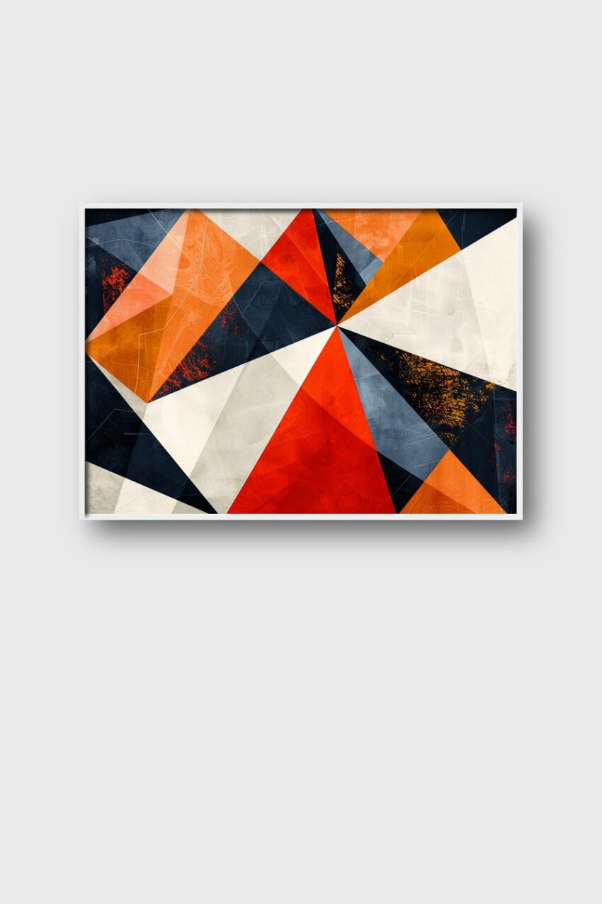 Grafikdesign Poster Geometrie orange blau weiß kantig