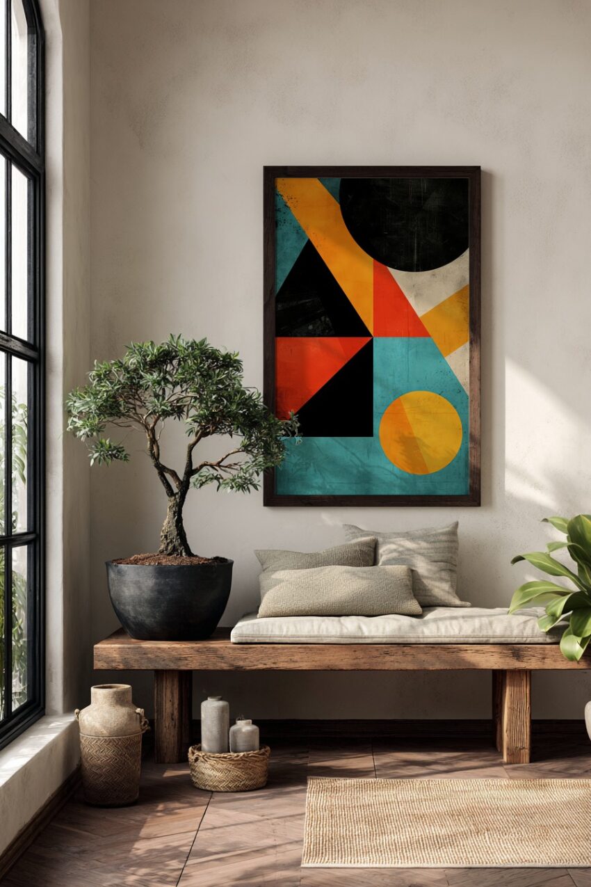 Grafikdesign Poster Geometrie farbig abstrakt orange blau schwarz