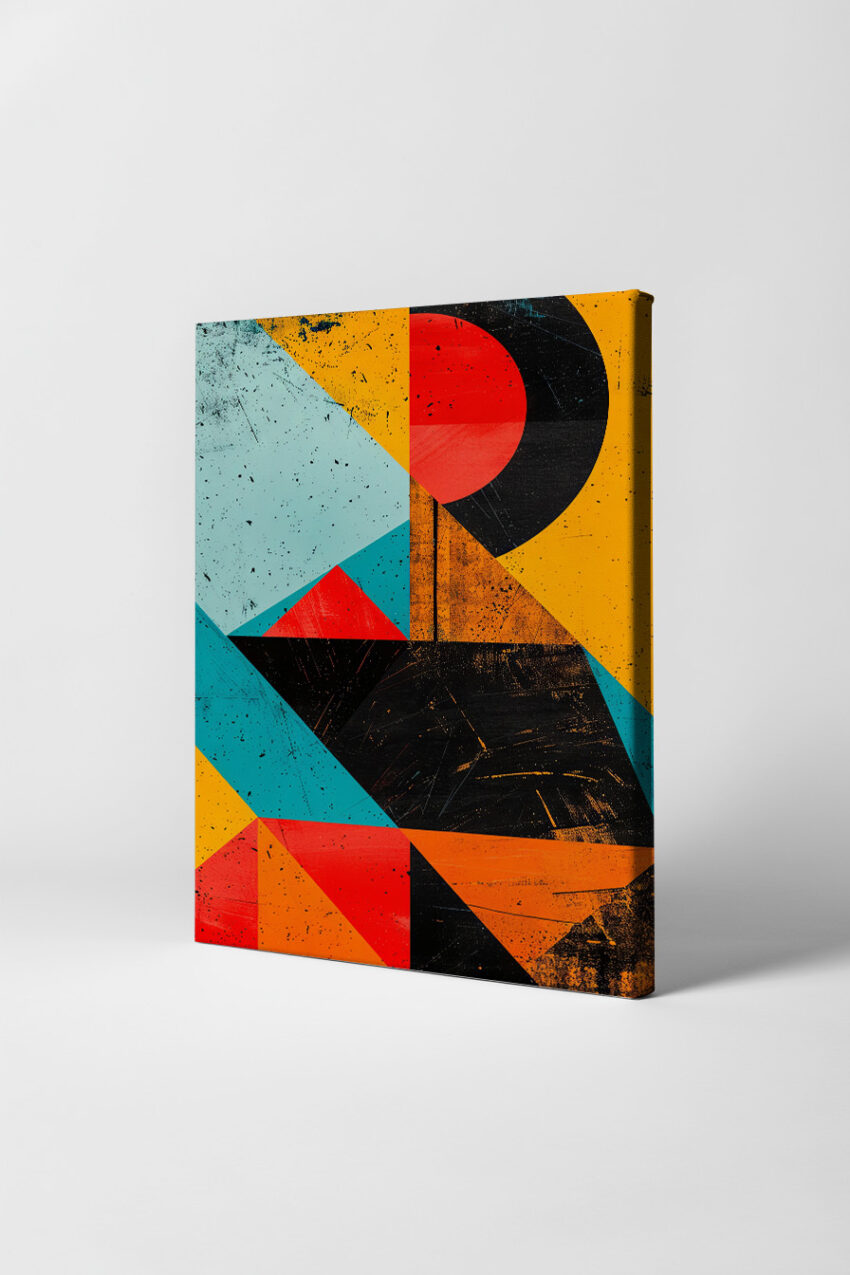 Grafik Poster Segelboot bunt geometrisch orange blau