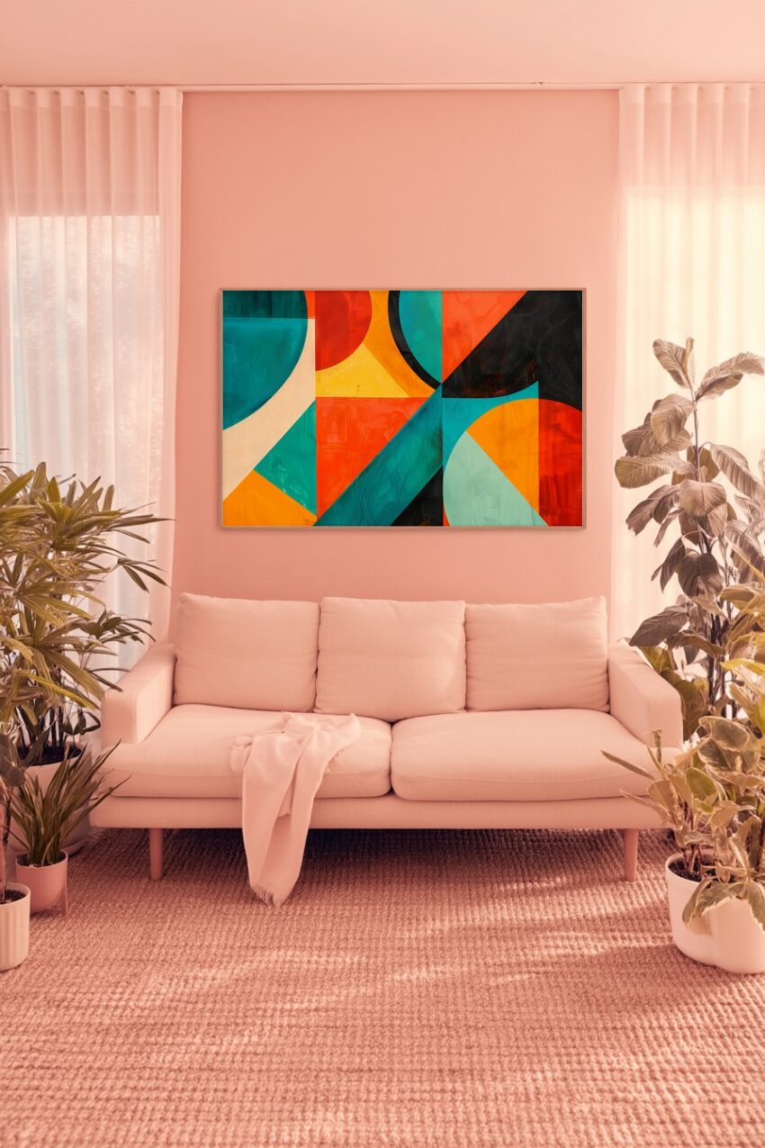 Grafikdesign Poster geometrische abstraktion bunt orange blau