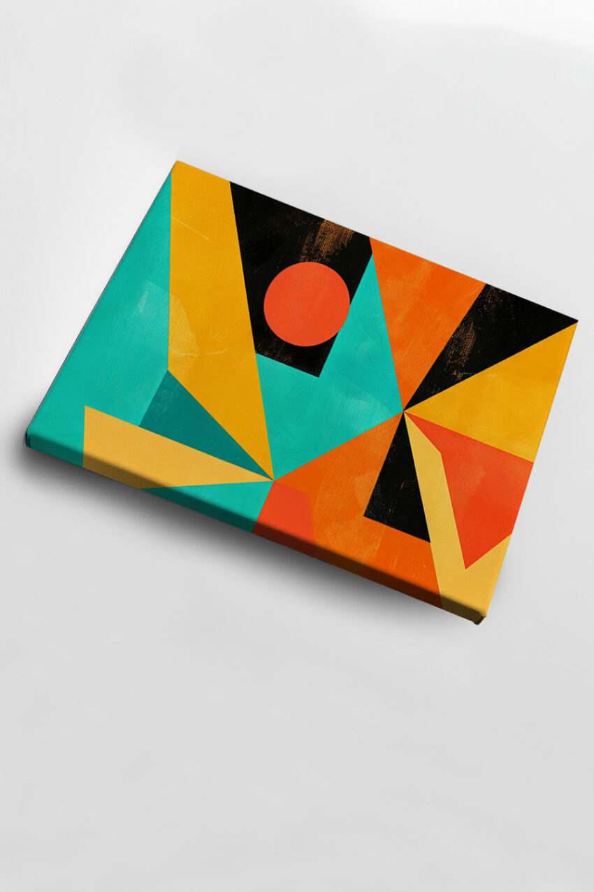 Grafik Poster Kreis orange schwarz-türkis geometrisch