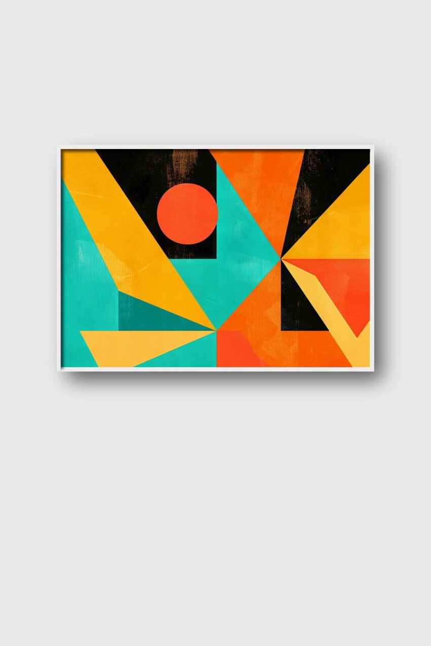 Grafik Poster Kreis orange schwarz-türkis geometrisch